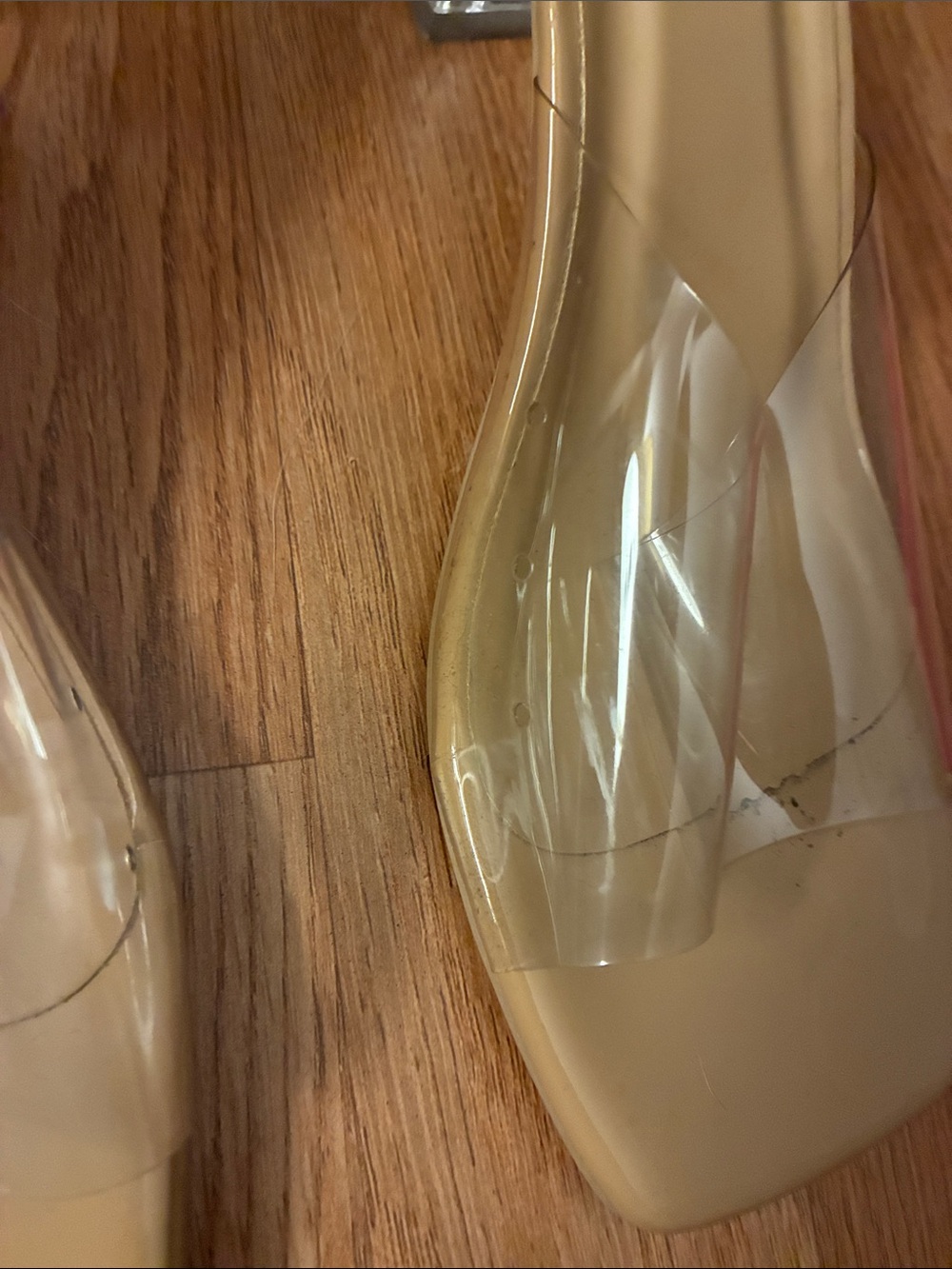 Clear Strap Nude Slide Heels for Women - Picture 5 of 8